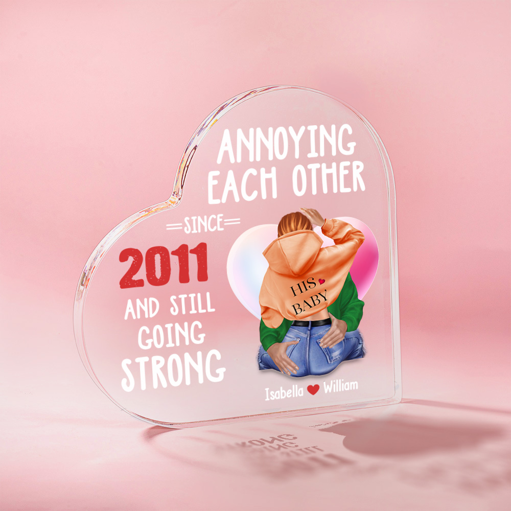 Plaque Acrylique Personnalisée Bubble Love Annoying Each Other for Years Heart Plaque Saint Valentin Anniversaire Cadeau pour Couple