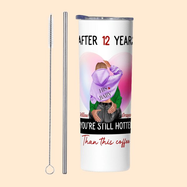 Gepersonaliseerde Bubble Pink Food Grade Steel Roestvrij 20oz Skinny Tumbler Valentijnsdag Verjaardagscadeau voor echtpaar