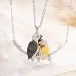 Henkilökohtainen Bird on Branch riipus kaulakoru kaiverrettu Initial Charms Lovebirds pari korut asetettu 2 vuosipäivä joululahja rakastetulleen
