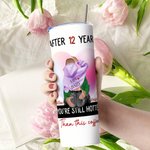 Gepersonaliseerde Bubble Pink Food Grade Steel Roestvrij 20oz Skinny Tumbler Valentijnsdag Verjaardagscadeau voor echtpaar