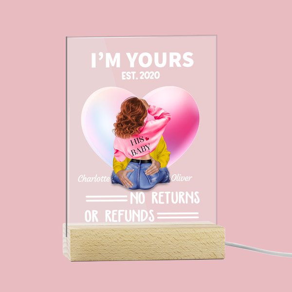 Luce notturna a LED personalizzata senza restituzioni né rimborsi con base in legno Regalo di San Valentino per la coppia