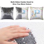 Personalized Peter Rabbit Sequin Throw Pillow Cover with Initial Name and Date Bunny Holiday Decoration Birthday Easter Gift for Kid