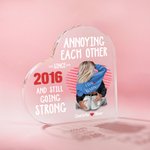Personalizada Línea Amor Corazón Placa de acrílico Molestarse mutuamente desde hace años Feliz Día de San Valentín Regalo para Pareja