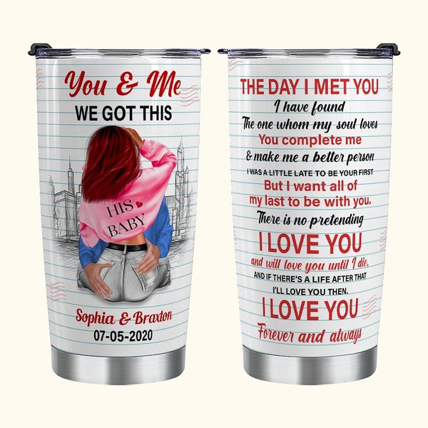 Vaso de Acero Inoxidable Personalizado You & Me We Got This 20oz con Nombre y Fecha Regalo de Aniversario para Pareja
