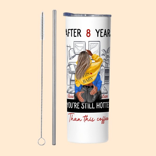 Gepersonaliseerde Woonkamer Je bent nog steeds heter dan deze koffie 20oz Skinny Tumbler Valentijnsdag cadeau voor echtpaar