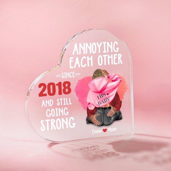Personalizada acuarela amor molestos unos a otros durante años corazón placa de acrílico Día de San Valentín regalo de aniversario para la pareja
