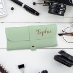 Personalisiertes Mehrfarbiges PU-Leder Brillenetui mit Namen Aufbewahrungstasche Geburtstag Hochzeit Geschenk für Brillenträger Freunde Familie