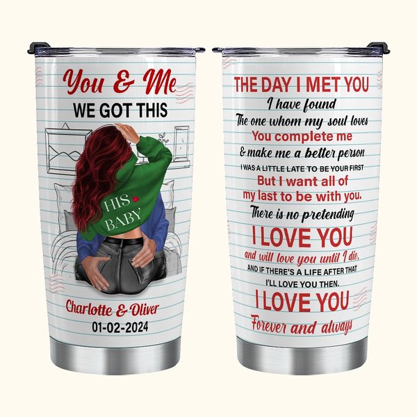 Gobelet personnalisé You & Me 20oz en acier inoxydable avec nom et mots d'amour Cadeau d'anniversaire de Saint-Valentin pour couple