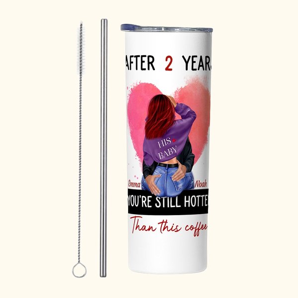 Vaso Personalizado Rosa Love You Are Still Hotter Than This Coffee 20oz Skinny Tumbler Regalo de Aniversario de San Valentín para Pareja