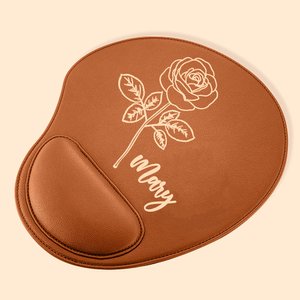 Tapis de Souris Personnalisé avec Nom et Fleur de Naissance Tapis en PU avec Repose-Poignet Accessoire de Bureau Cadeau pour Ami Collègue