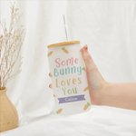 Personalized Some Bunny Loves You Easter Carrot Frosted Can Glasses with Name Easter Gift for Kids Family