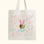 Sac à Main en Toile Motif Thème Pâques Sac Personnalisé avec Nom et Photo Cadeau Anniversaire Pâques pour Efants Famille