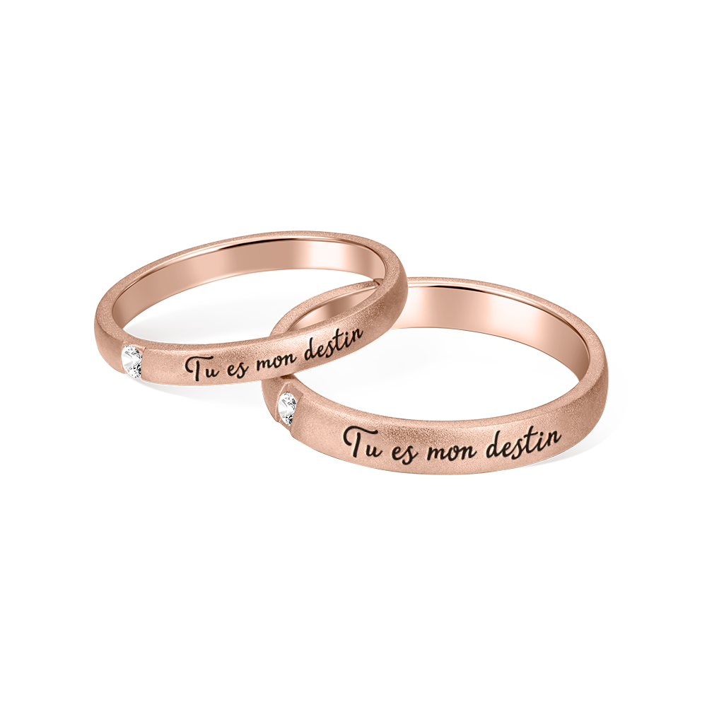 Bagues de Couple en Argent Sterling Personnalisées avec Texte Cadeau St Valentin pour Couple