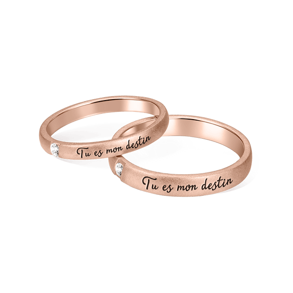 Bagues de Couple en Argent Sterling Personnalisées avec Texte Cadeau St Valentin pour Couple