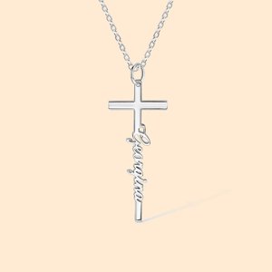 Personalized Cross Name Pendant Necklace Religious Jewelry Christening Baptism Gift for Women Christian