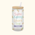 Personalized Some Bunny Loves You Easter Carrot Frosted Can Glasses with Name Easter Gift for Kids Family
