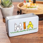 Personalizzato carino pollo coniglietto modello lettere Biscuit Tin con nome Food Grade metallo regalo di Pasqua per i bambini