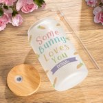 Personalized Some Bunny Loves You Easter Carrot Frosted Can Glasses with Name Easter Gift for Kids Family