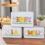 Personalizzato carino pollo coniglietto modello lettere Biscuit Tin con nome Food Grade metallo regalo di Pasqua per i bambini