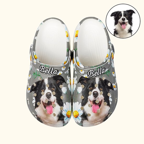 Personalized Colorful Clog Slipper with Funny Dog Cat Face and Name Gift for Pet Lover
