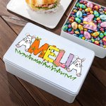 Personalizzato carino pollo coniglietto modello lettere Biscuit Tin con nome Food Grade metallo regalo di Pasqua per i bambini