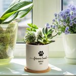 Gepersonaliseerde Pet Paw Memorial Keramische Plant Pot met Houten Voet Huisdier verlies Sympathie Gift voor Huisdierliefhebber