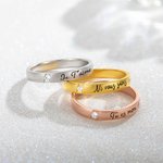 Bagues de Couple en Argent Sterling Personnalisées avec Texte Cadeau St Valentin pour Couple