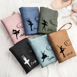 Personalizada Tri-Fold bailarina de ballet de cuero billetera con nombre de cumpleaños Recital de Danza de Regalo para la Mujer Chica