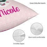 Personalized Cute Rabbit Bunny Throw Pillow Cover with Name Colorful Home Decor Easter Gift for Kid