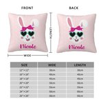 Personalized Cute Rabbit Bunny Throw Pillow Cover with Name Colorful Home Decor Easter Gift for Kid