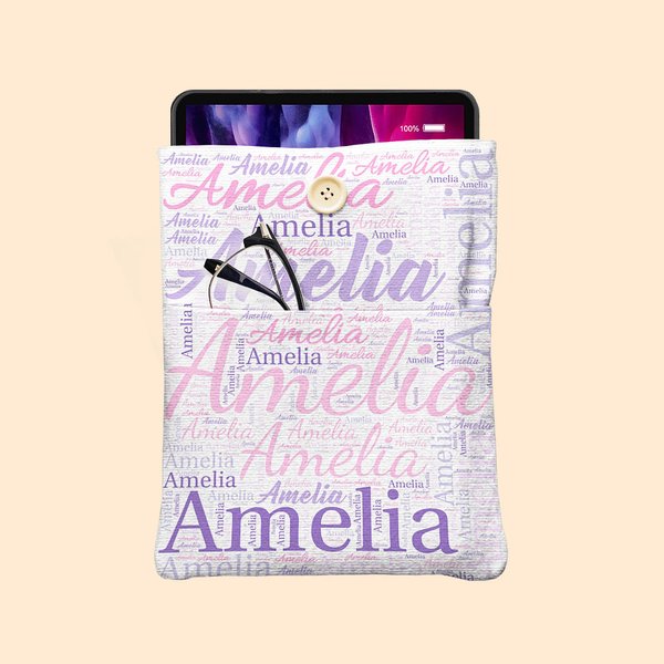 Colorful Handmade Book Sleeve with Pocket and Name