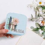 Gepersonaliseerde boek geboorte bloem sieraden doos draagbare reizen accessoire verjaardag bruidsmeisje cadeau voor vrouwen boek minnaar