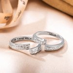 Bagues de Couple en Symbole d'Infini Bijoux Personnalisés avec Gravures Cadeau d'Anniversaire St Valentin pour Couple