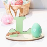 Personalized Easter Egg Holder Bunny Initial Egg Display Stand with Name Easter Holiday Decoration Gift for Kid Family