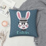 Personalized Cute Rabbit Bunny Throw Pillow Cover with Name Colorful Home Decor Easter Gift for Kid