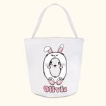 Personalisierte Bunny Chick Initial Canvas Tote Basket mit Namen Cute Ostern Urlaub Geschenk für Familie Kinder