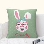 Personalized Cute Rabbit Bunny Throw Pillow Cover with Name Colorful Home Decor Easter Gift for Kid