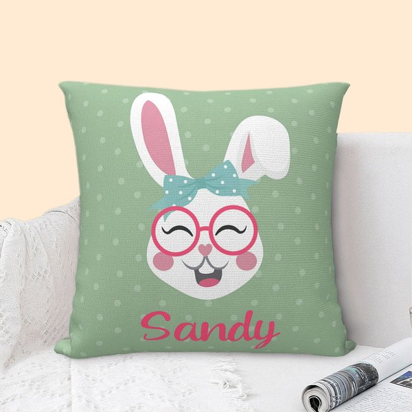 Personalizado lindo conejo almohada con nombre colorido decoración del hogar Pascua regalo para el niño
