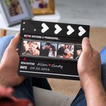 Claquette en Bois Personnalisée avec Photos Roulantes et Conception du Film Cadeau Romantique Saint-Valentin Anniversaire pour Couple