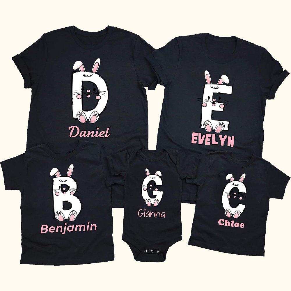Onesie Bébé T-shirt Sweatshirt Parent-Enfant Personnalisés avec Lettre Style Lapin Poussin Vêtements de Pâques Cadeau pour Famille Enfant