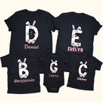 Personalised Cute Bunny Chick Letters Baby Onesie T-shirt Sweatshirt Parent-children Clothing Easter Baby Shower Gift for Family Kid