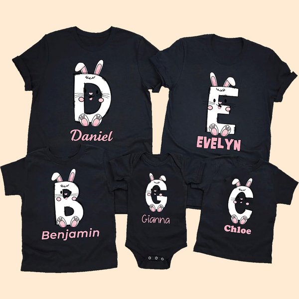 Personalizzato carino coniglietto pulcino lettere bambino Onesie T-shirt Felpa genitore-bambini abbigliamento Pasqua Baby Shower regalo per la famigli