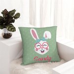Personalized Cute Rabbit Bunny Throw Pillow Cover with Name Colorful Home Decor Easter Gift for Kid