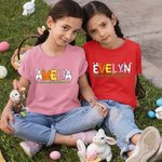 Henkilökohtainen söpö Bunny Chicken Pattern nimi pääsiäinen paita hikipaita Baby Onesie Vanhempi-lapset vaatteet pääsiäinen lahja perheelle