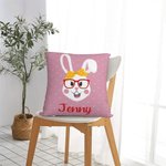 Personalized Cute Rabbit Bunny Throw Pillow Cover with Name Colorful Home Decor Easter Gift for Kid
