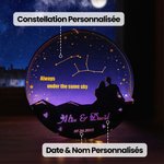 Veilleuse de Ciel Nocturne Personnalisée avec Nom et Constellation Cadeau de Saint-Valentin ou d'Anniversaire