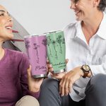 Vaso Curvo 30oz Personalizado Pintado a Mano Flor de Nacimiento con Nombre y Pajita Línea Artística Taza de Café Aislada Regalo para Mamá Abuela