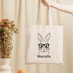 Adorabile coniglietto con occhiali in tela personalizzato con nome, regalo di Pasqua per gli amici dei bambini
