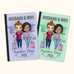 Mapa personalizado en color sólido Marido y mujer juntos desde hace años Funda de pasaporte Regalo de San Valentín para pareja amigo