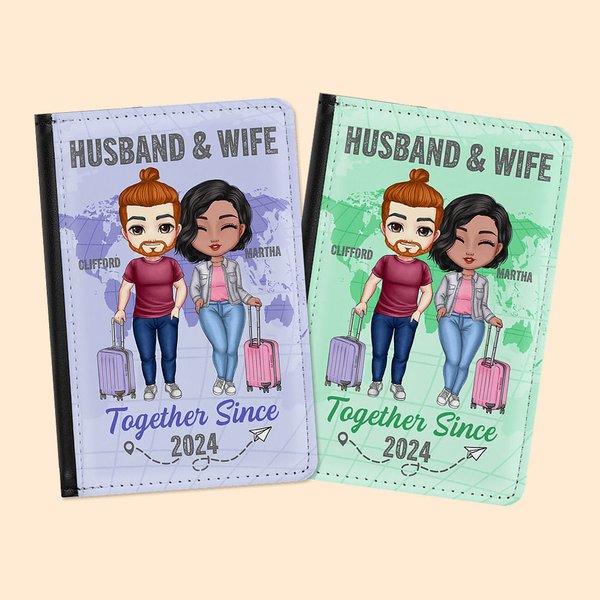 Henkilökohtainen yksivärinen kartta aviomies & vaimo yhdessä vuodesta vuotta Passin kansi Ystävänpäivä lahja pariskunnalle ystävä